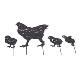 4Pcs Hen Chicken Silhouette Hollow Stake Design Cute Hen Chicken Design Durable Metal Chicken Yard Art - 45-Degree Angle