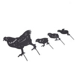 4Pcs Hen Chicken Silhouette Hollow Stake Design Cute Hen Chicken Design Durable Metal Chicken Yard Art - Rear View