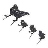 4Pcs Hen Chicken Silhouette Hollow Stake Design Cute Hen Chicken Design Durable Metal Chicken Yard Art - Close-Up Angle