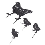 4Pcs Hen Chicken Silhouette Hollow Stake Design Cute Hen Chicken Design Durable Metal Chicken Yard Art