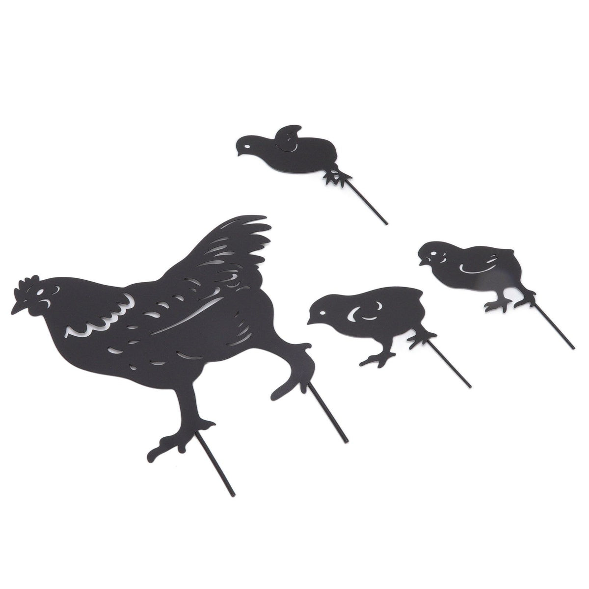 4Pcs Hen Chicken Silhouette Hollow Stake Design Cute Hen Chicken Design Durable Metal Chicken Yard Art