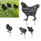 4Pcs Hen Chicken Silhouette Hollow Stake Design Cute Hen Chicken Design Durable Metal Chicken Yard Art - Extra Image