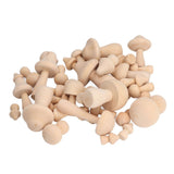 40pcs Unfinished Wooden Mushroom Unpainted Natural Wood Mushroom Decoration for DIY Decoration - Side View