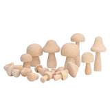 40pcs Unfinished Wooden Mushroom Unpainted Natural Wood Mushroom Decoration for DIY Decoration - Close-Up Angle