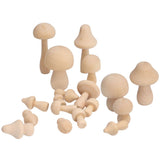40pcs Unfinished Wooden Mushroom Unpainted Natural Wood Mushroom Decoration for DIY Decoration - Low Angle