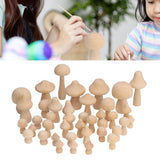40pcs Unfinished Wooden Mushroom Unpainted Natural Wood Mushroom Decoration for DIY Decoration