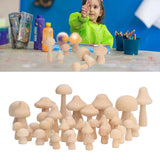 40pcs Unfinished Wooden Mushroom Unpainted Natural Wood Mushroom Decoration for DIY Decoration