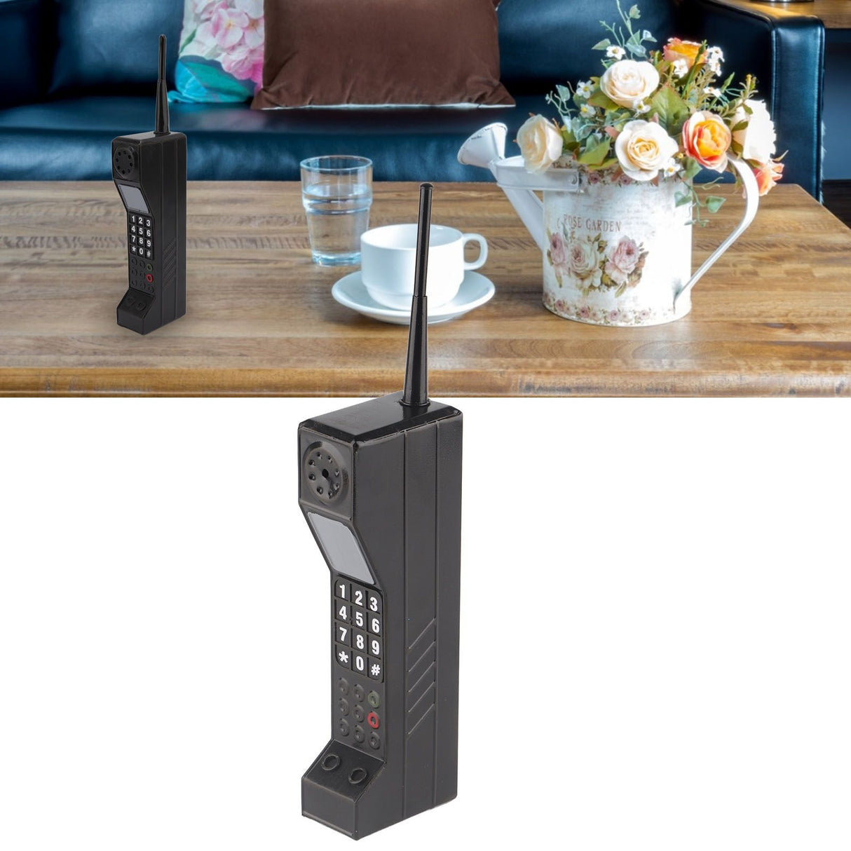 Retro Brick Cell Phone Ornament Vintage Cellular Phone Model Simulation Photographic Props Stylized Ornaments Black