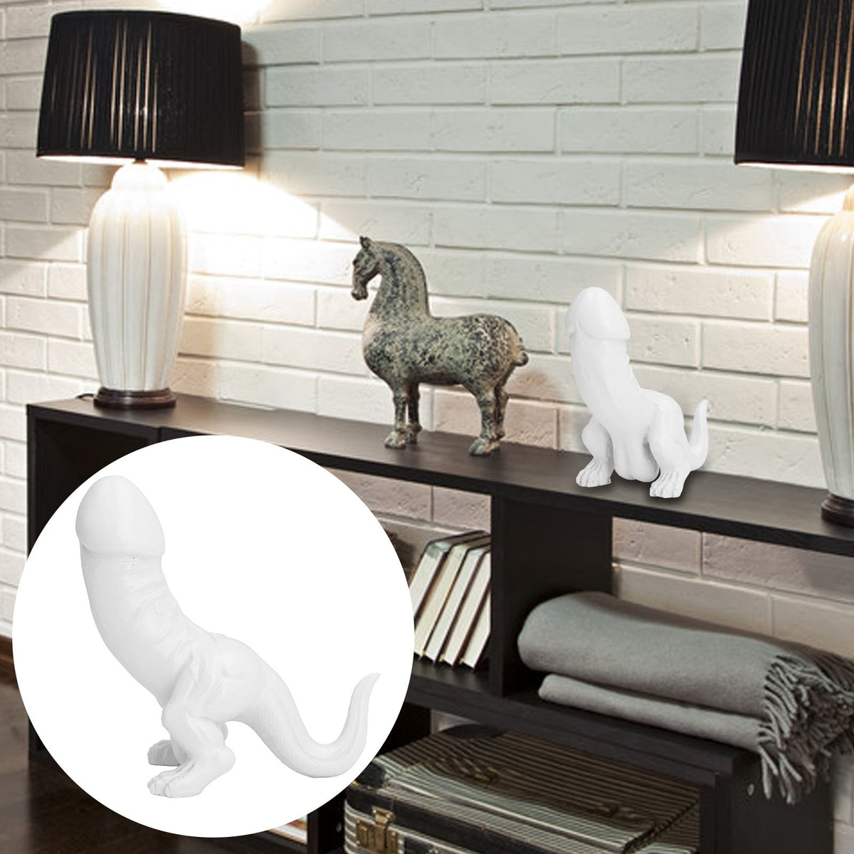 Dinosaur Ornament High Simulation Adult Spoof Resin Dinosaur Decoration for Home Decoration Bedroom Decoration White