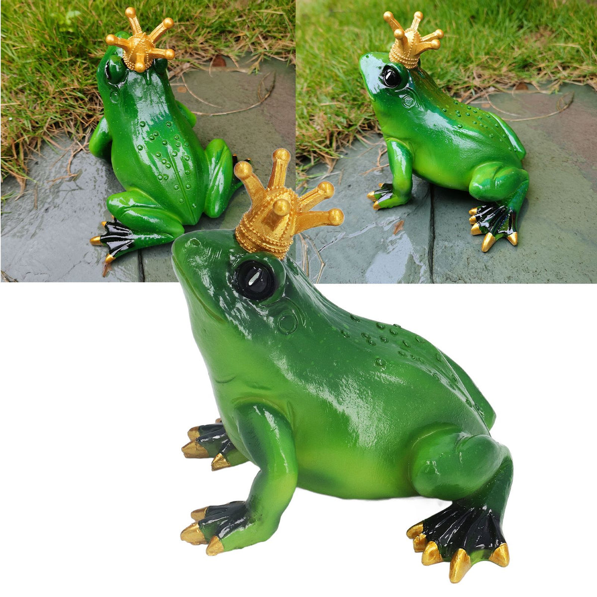 Frog Figurine Sculpture Lifelike Cute Synthetic Resin Desktop Statue Ornament for Kitchen Bedroom Garden