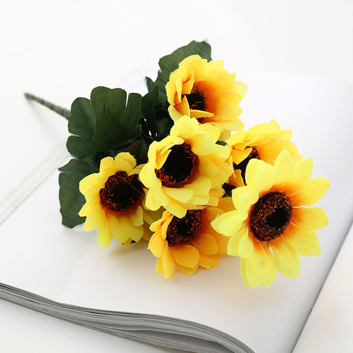 Artificial Sunflower Simulation Flower Silk Cloth for Home Living Room Decoration Wedding Bouquet Prop 7 Branch