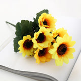 Artificial Sunflower Simulation Flower Silk Cloth for Home Living Room Decoration Wedding Bouquet Prop 7 Branch - Rear View