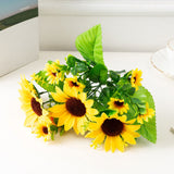 Artificial Sunflower Simulation Flower Silk Cloth for Home Living Room Decoration Wedding Bouquet Prop 7 Branch