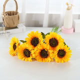 Artificial Sunflower Simulation Flower Silk Cloth for Home Living Room Decoration Wedding Bouquet Prop 7 Branch