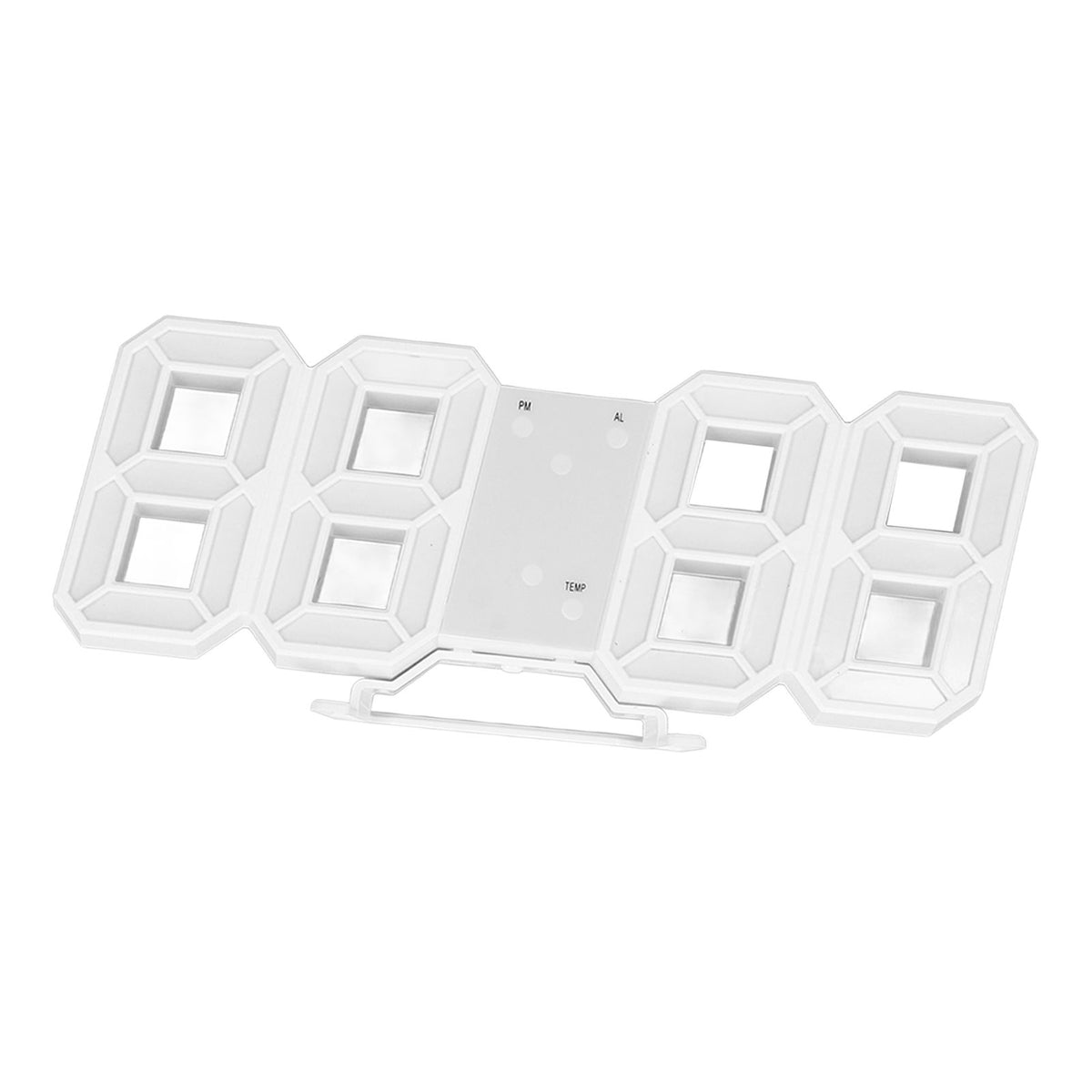 3D LED Wall Clock Minimalist White Frame Digital Wall Alarm Clock Timer with Temperature for Home Livingroom Red Word