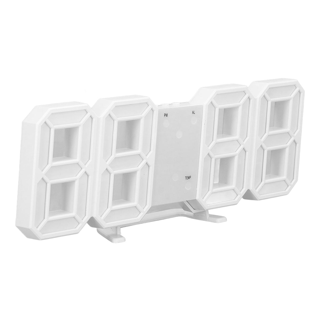3D LED Wall Clock Minimalist White Frame Digital Wall Alarm Clock Timer with Temperature for Home Livingroom Red Word