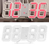 3D LED Wall Clock Minimalist White Frame Digital Wall Alarm Clock Timer with Temperature for Home Livingroom Red Word - Extra Image