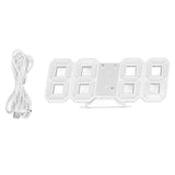 3D LED Wall Clock Minimalist White Frame Digital Wall Alarm Clock Timer with Temperature for Home Livingroom Pink Word