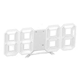 3D LED Wall Clock Minimalist White Frame Digital Wall Alarm Clock Timer with Temperature for Home Livingroom Pink Word