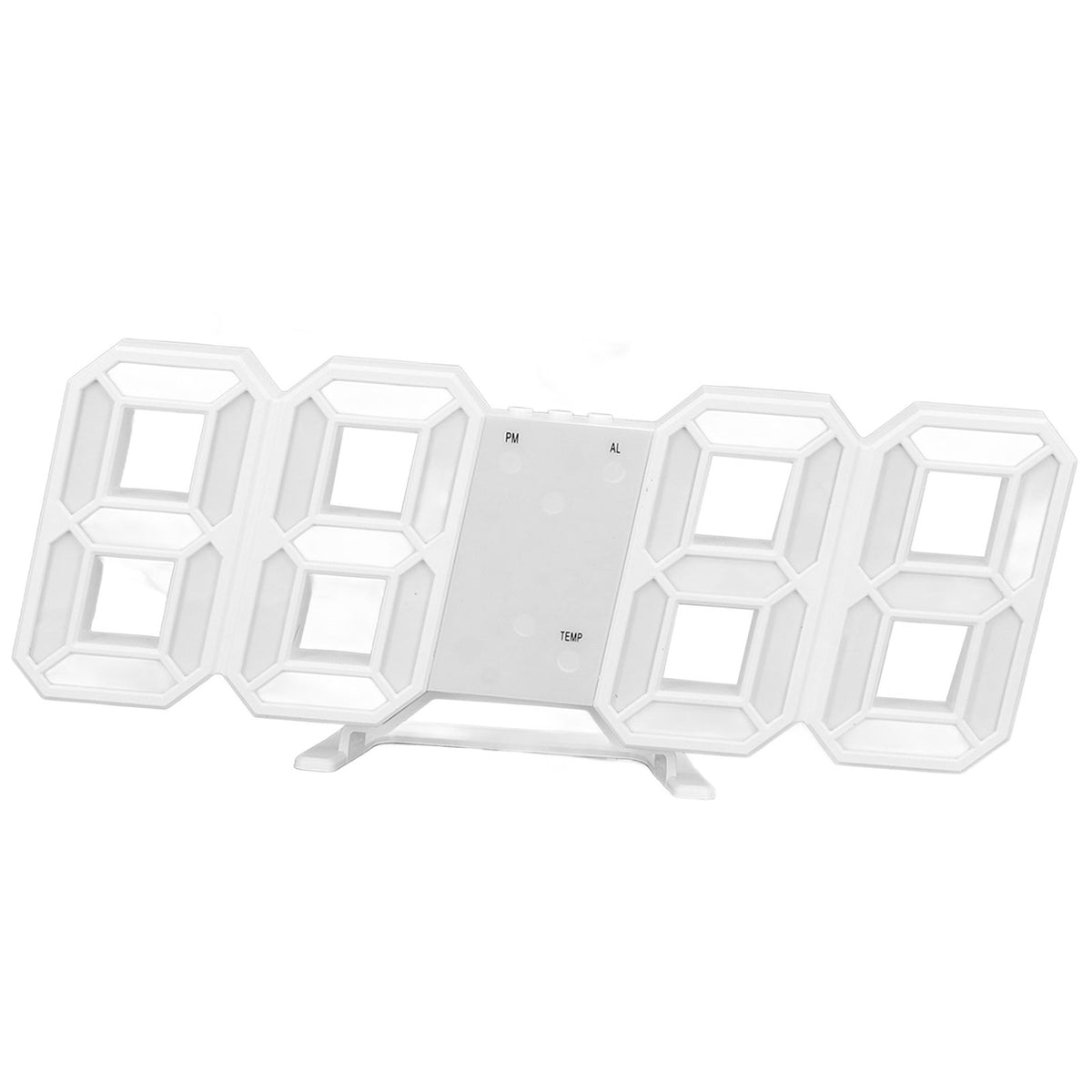 3D LED Wall Clock Minimalist White Frame Digital Wall Alarm Clock Timer with Temperature for Home Livingroom Pink Word