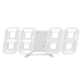 3D LED Wall Clock Minimalist White Frame Digital Wall Alarm Clock Timer with Temperature for Home Livingroom Pink Word - 45-Degree Angle