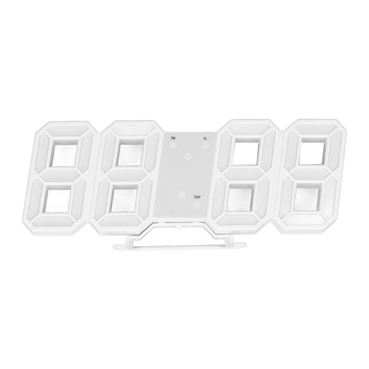3D LED Wall Clock Minimalist White Frame Digital Wall Alarm Clock Timer with Temperature for Home Livingroom Pink Word