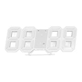 3D LED Wall Clock Minimalist White Frame Digital Wall Alarm Clock Timer with Temperature for Home Livingroom Pink Word