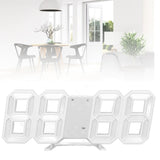 3D LED Wall Clock Minimalist White Frame Digital Wall Alarm Clock Timer with Temperature for Home Livingroom Green Word