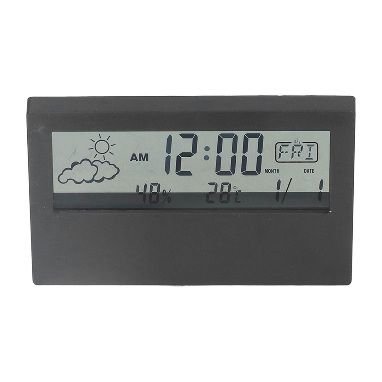 LCD Alarm Clock Transparent Multifunctional Large Screen Display Battery Powered Digital Alarm Clock for Home Travel Black