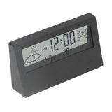 LCD Alarm Clock Transparent Multifunctional Large Screen Display Battery Powered Digital Alarm Clock for Home Travel Black