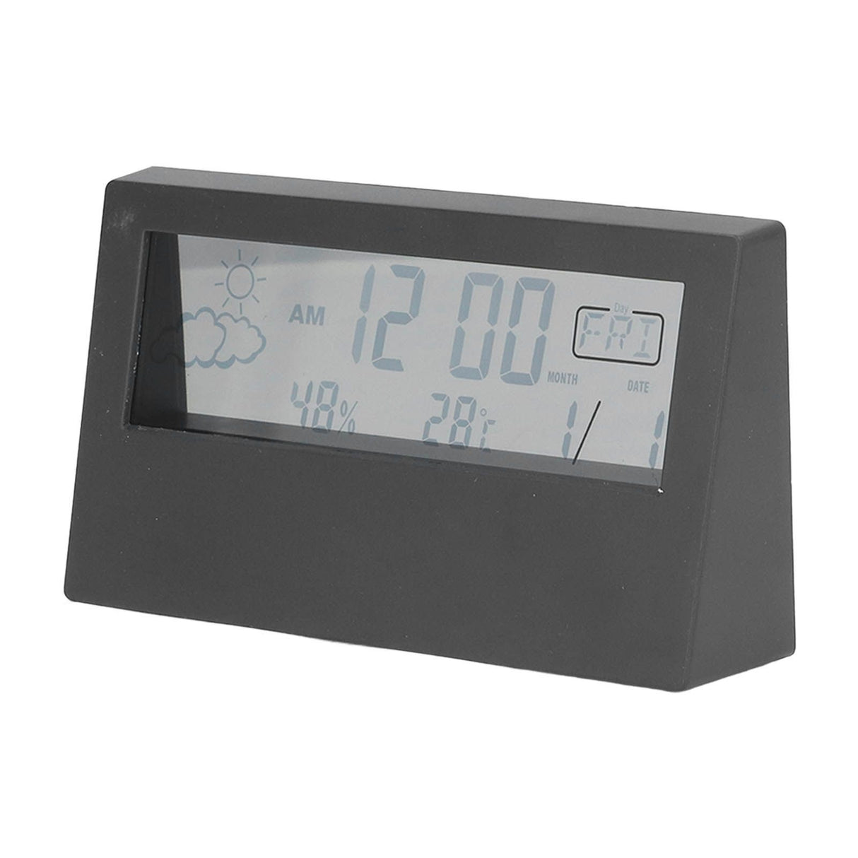 LCD Alarm Clock Transparent Multifunctional Large Screen Display Battery Powered Digital Alarm Clock for Home Travel Black