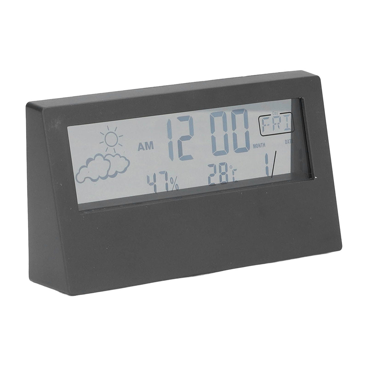 LCD Alarm Clock Transparent Multifunctional Large Screen Display Battery Powered Digital Alarm Clock for Home Travel Black
