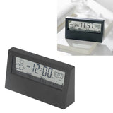 LCD Alarm Clock Transparent Multifunctional Large Screen Display Battery Powered Digital Alarm Clock for Home Travel Black