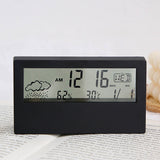 LCD Alarm Clock Transparent Multifunctional Large Screen Display Battery Powered Digital Alarm Clock for Home Travel Black - Extra Image