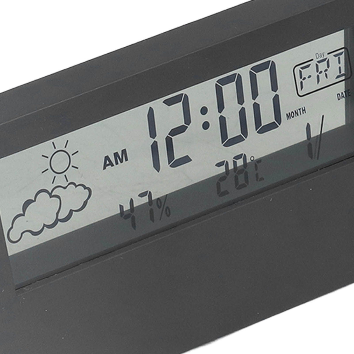 LCD Alarm Clock Transparent Multifunctional Large Screen Display Battery Powered Digital Alarm Clock for Home Travel Black