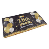 Happy Birthday Backdrop Washable Black Gold Balloon Fireworks Sign 16th Birthday Banner for Bedroom Yard