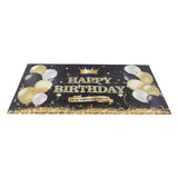 Happy Birthday Backdrop Banner Black and Gold Sign Poster Large Glitter Balloons Birthday Party Decoration