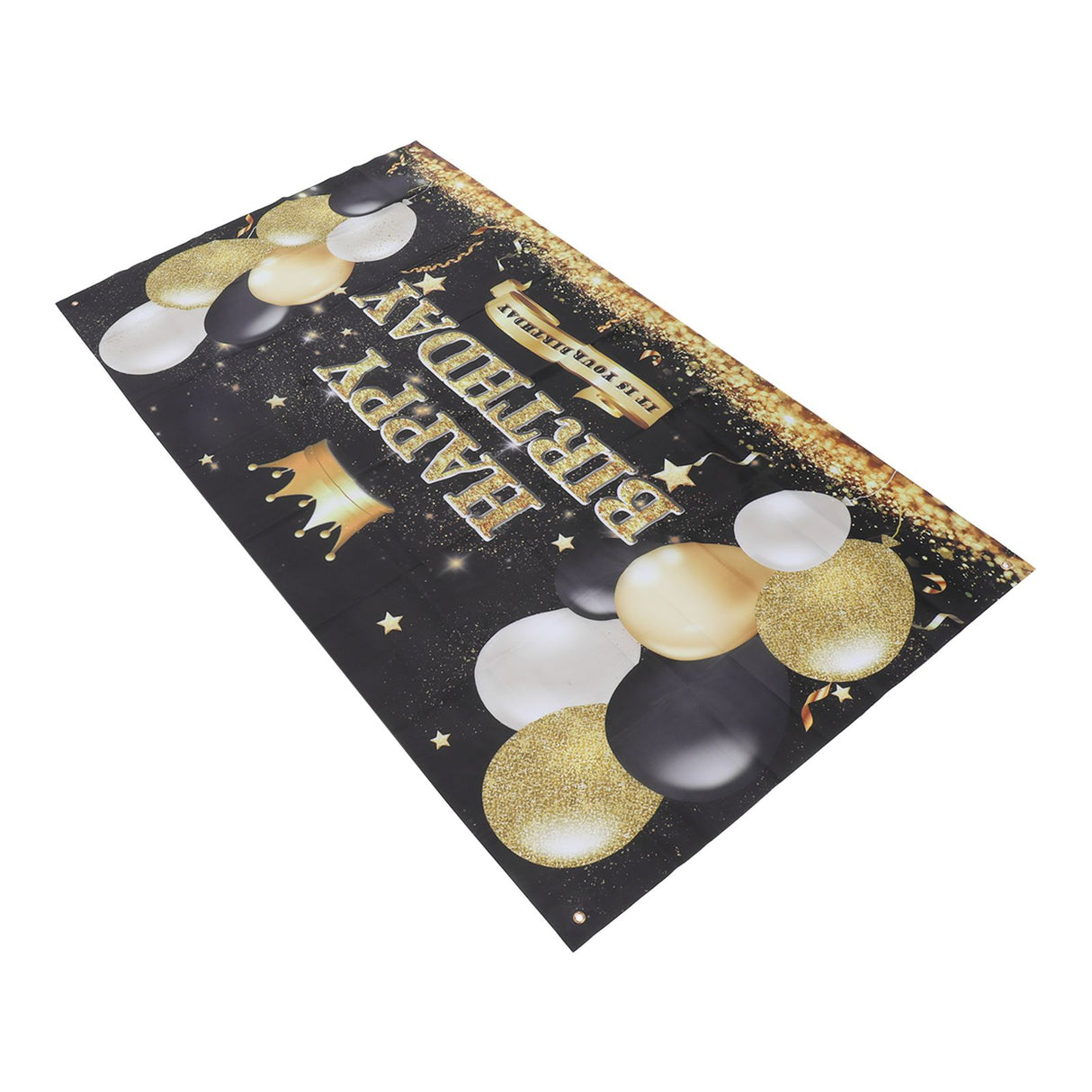 Happy Birthday Backdrop Banner Black and Gold Sign Poster Large Glitter Balloons Birthday Party Decoration