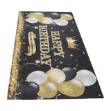 Happy Birthday Backdrop Banner Black and Gold Sign Poster Large Glitter Balloons Birthday Party Decoration