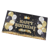 Happy Birthday Backdrop Banner Black and Gold Sign Poster Large Glitter Balloons Birthday Party Decoration