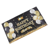 Happy Birthday Backdrop Banner Black and Gold Sign Poster Large Glitter Balloons Birthday Party Decoration