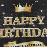 Happy Birthday Backdrop Banner Black and Gold Sign Poster Large Glitter Balloons Birthday Party Decoration