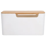Cable Box Small Cable Management Box with A Wooden Lid for Cord Hider TV Wires Routers Computers Wires Home and Office - Front View