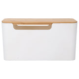 Cable Box Small Cable Management Box with A Wooden Lid for Cord Hider TV Wires Routers Computers Wires Home and Office - Side View