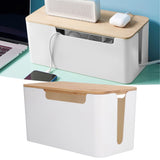 Cable Box Small Cable Management Box with A Wooden Lid for Cord Hider TV Wires Routers Computers Wires Home and Office - Extra Image