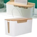 Cable Box Small Cable Management Box with A Wooden Lid for Cord Hider TV Wires Routers Computers Wires Home and Office - Extra Image