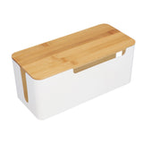 Cable Management Box Stylish Extension Socket Cord Organizer Box with Cover for Router Desk Power Strip - Top-Down View