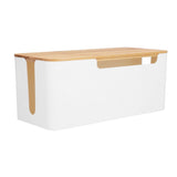 Cable Management Box Stylish Extension Socket Cord Organizer Box with Cover for Router Desk Power Strip - Close-Up Angle