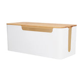 Cable Management Box Stylish Extension Socket Cord Organizer Box with Cover for Router Desk Power Strip - Low Angle