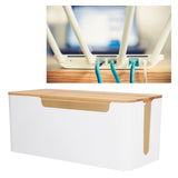 Cable Management Box Stylish Extension Socket Cord Organizer Box with Cover for Router Desk Power Strip - Extra Image